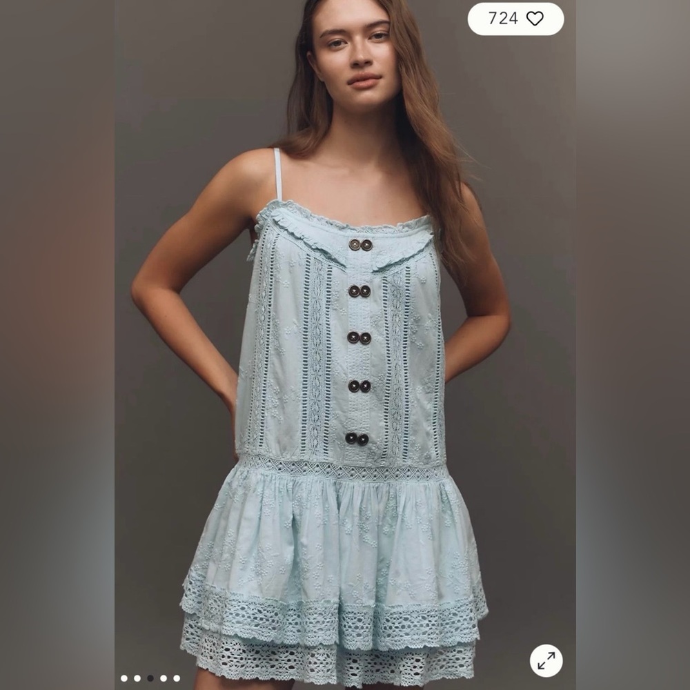 NWT $168 Anthropologie Pilcro Sleeveless Square-Neck Swing Mini Dress S - Picture 2 of 12